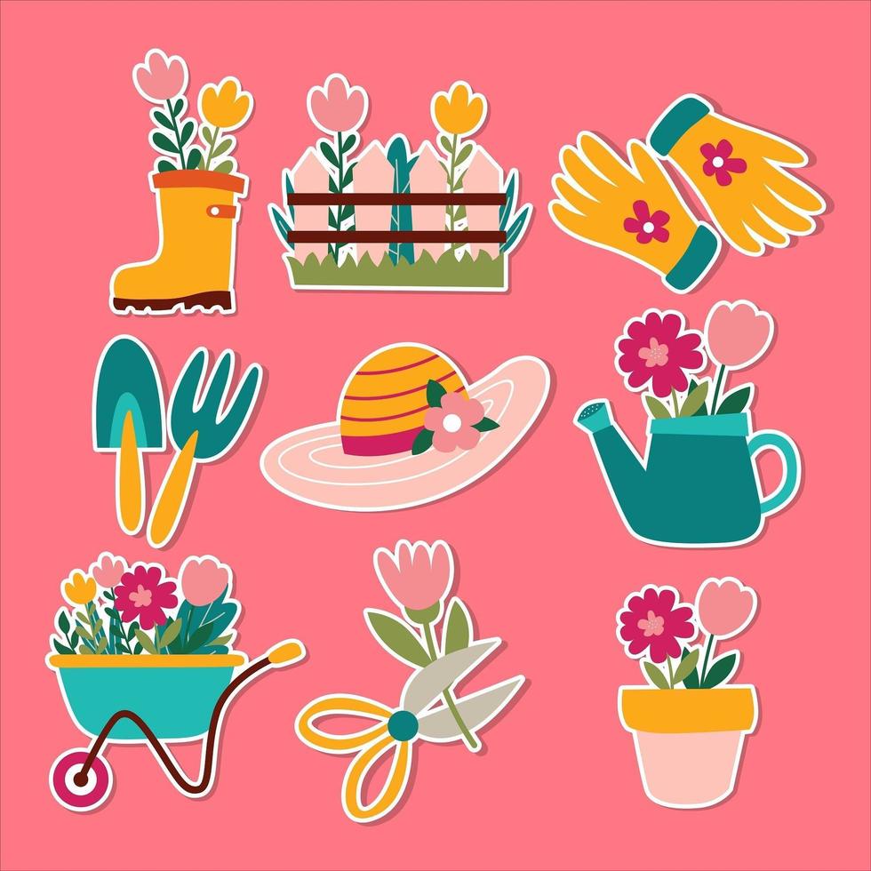 Gardening Element Sticker Collection vector