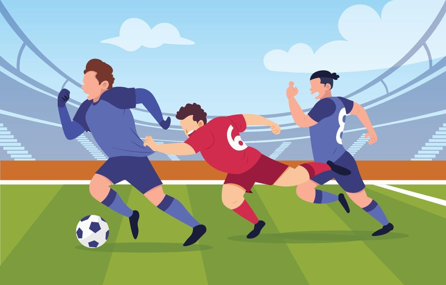 Vecteur Stock Football Match Day poster vector illustration. Ball on soccer  pitch