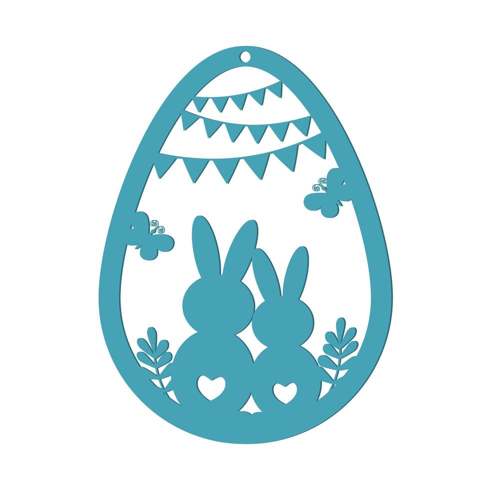 Easter egg with hares vector