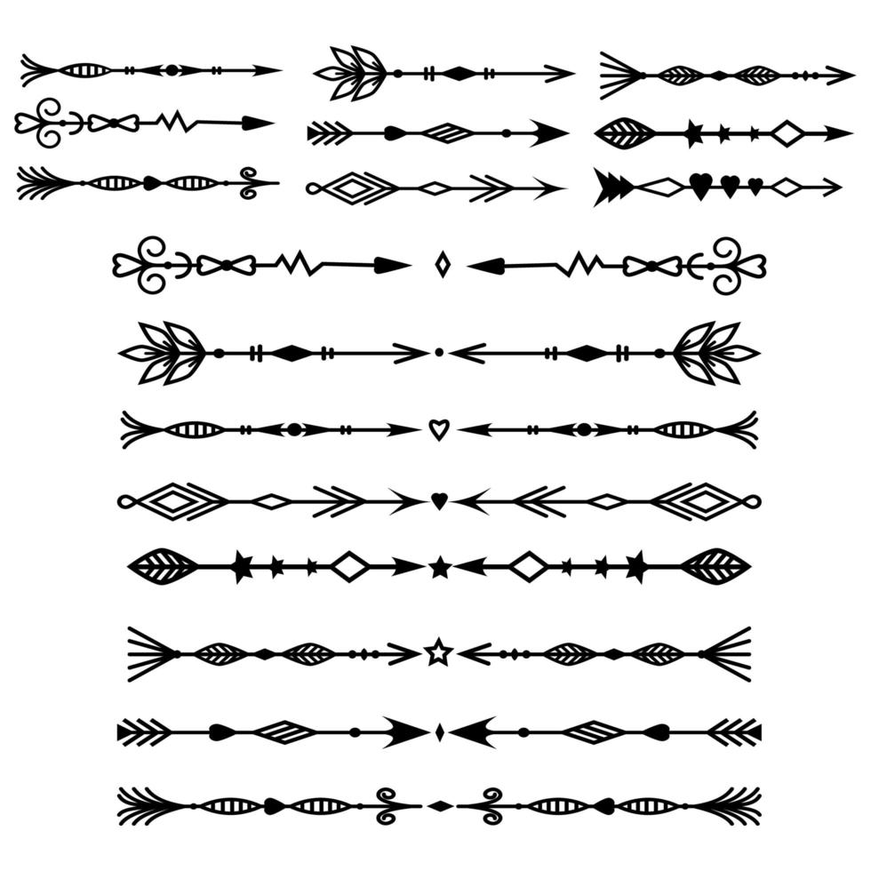 Set of arrows black outline vector