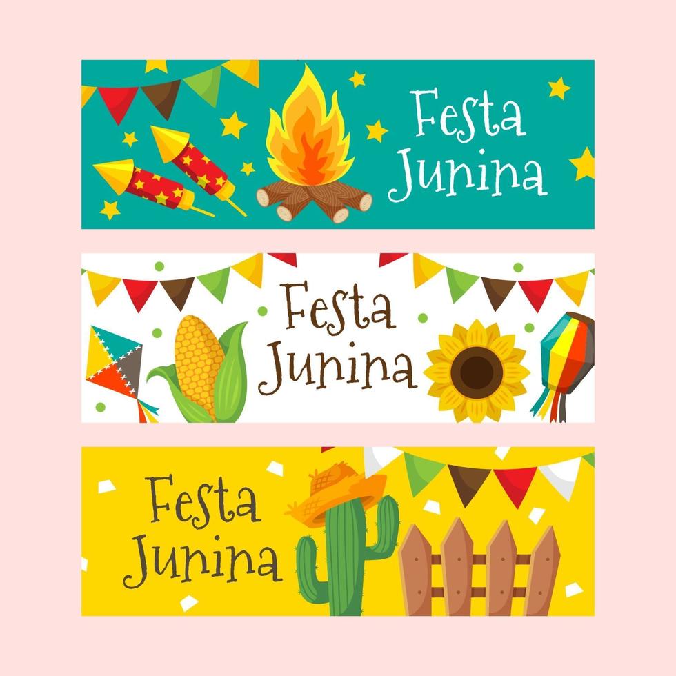 colección de banners de festa junina vector