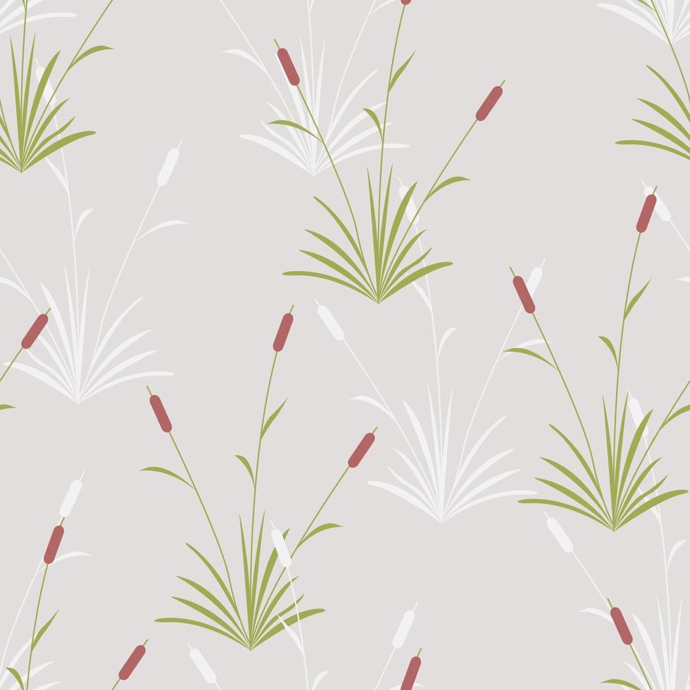 Vector seamless pattern with reedmace or Typha latifolia