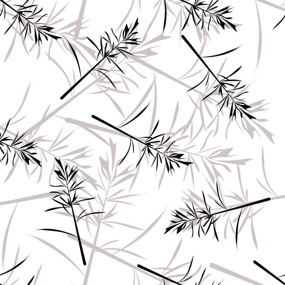 Monotone wild grass seamless pattern vector