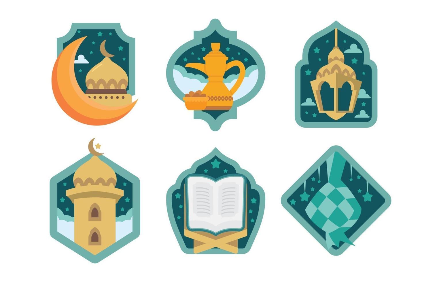 colección de insignias planas de Ramadán vector