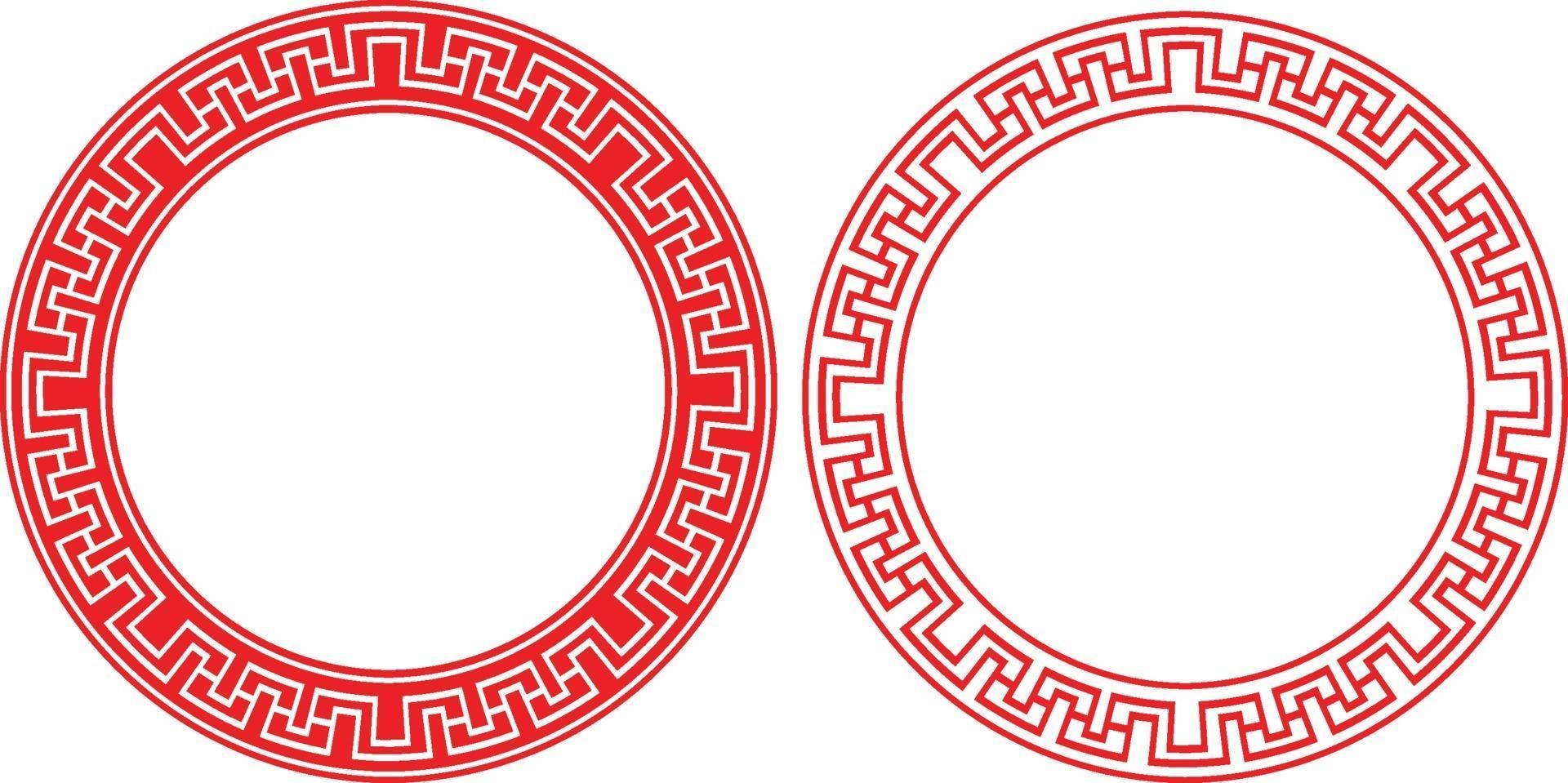 Chinese Frame, Asian Ornament Oriental Border Circle, Vector Drawing