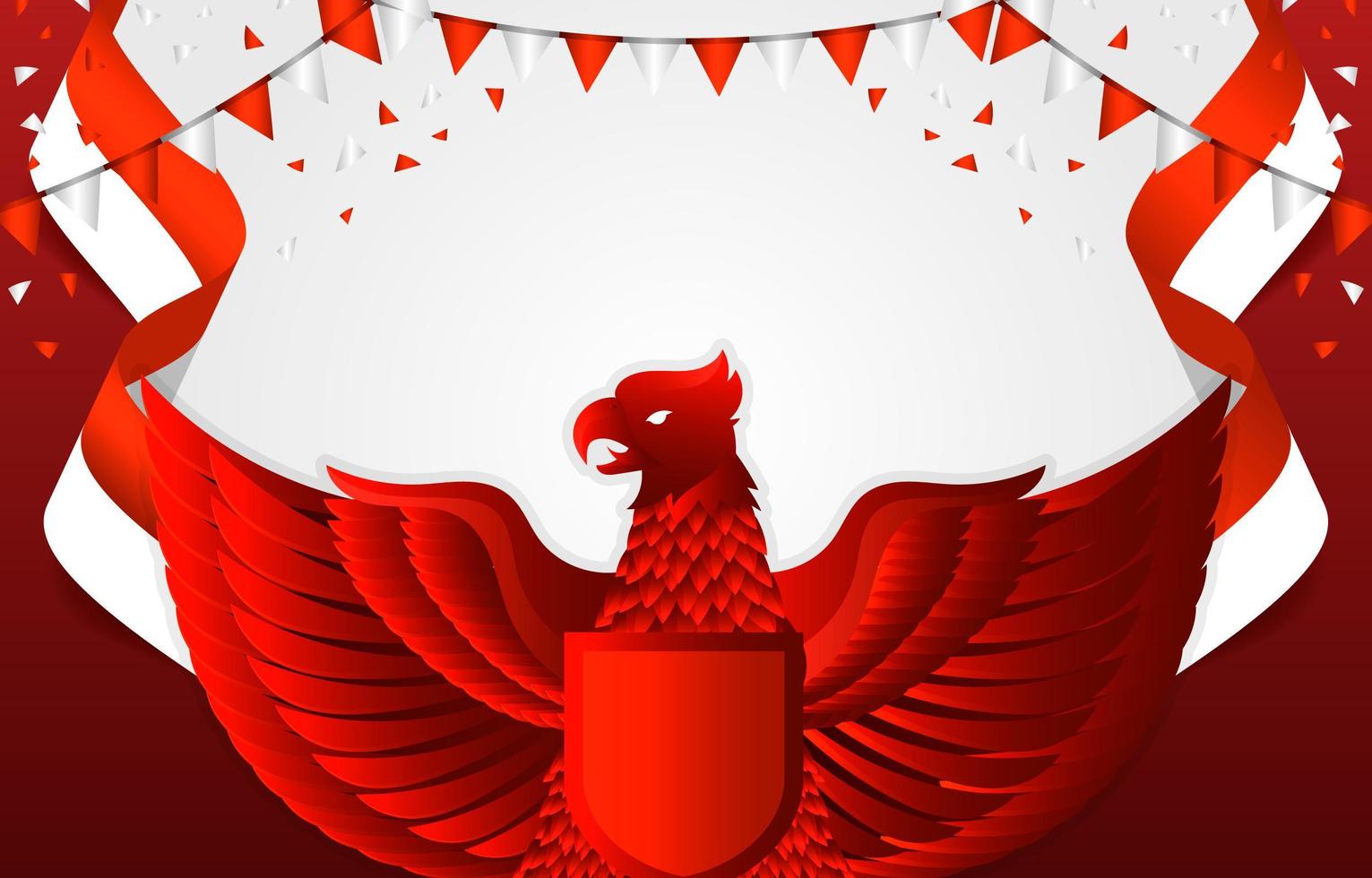 hari pancasila con garuda y fondo de bandera de Indonesia vector