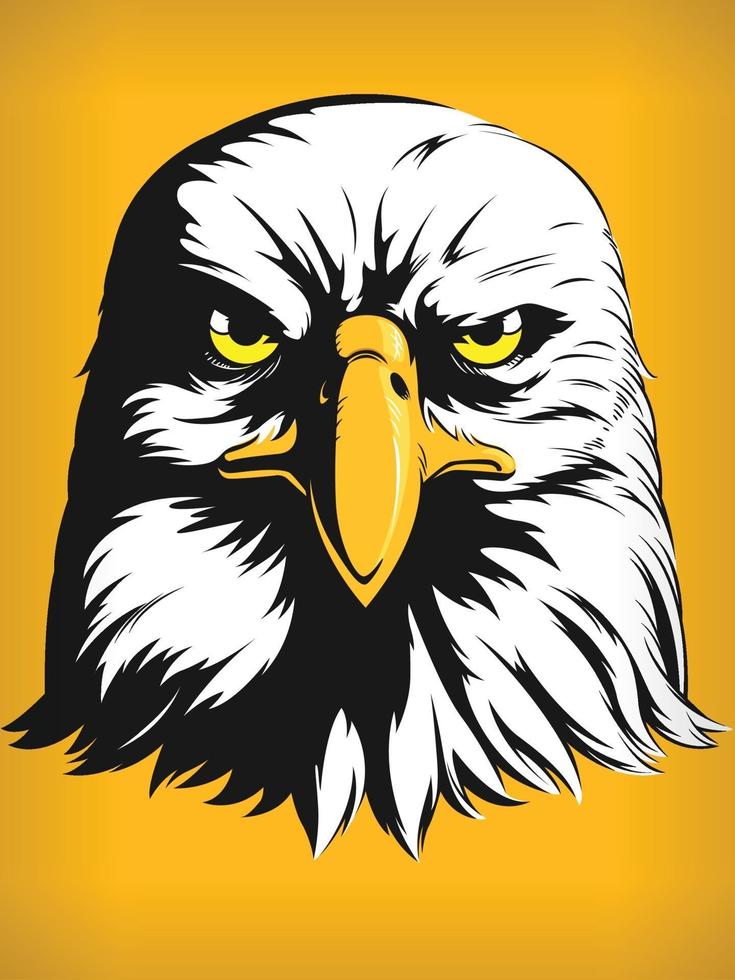 Eagle Falcon Hawk Head, Cartoon Front View, Vector Clipart Drawing