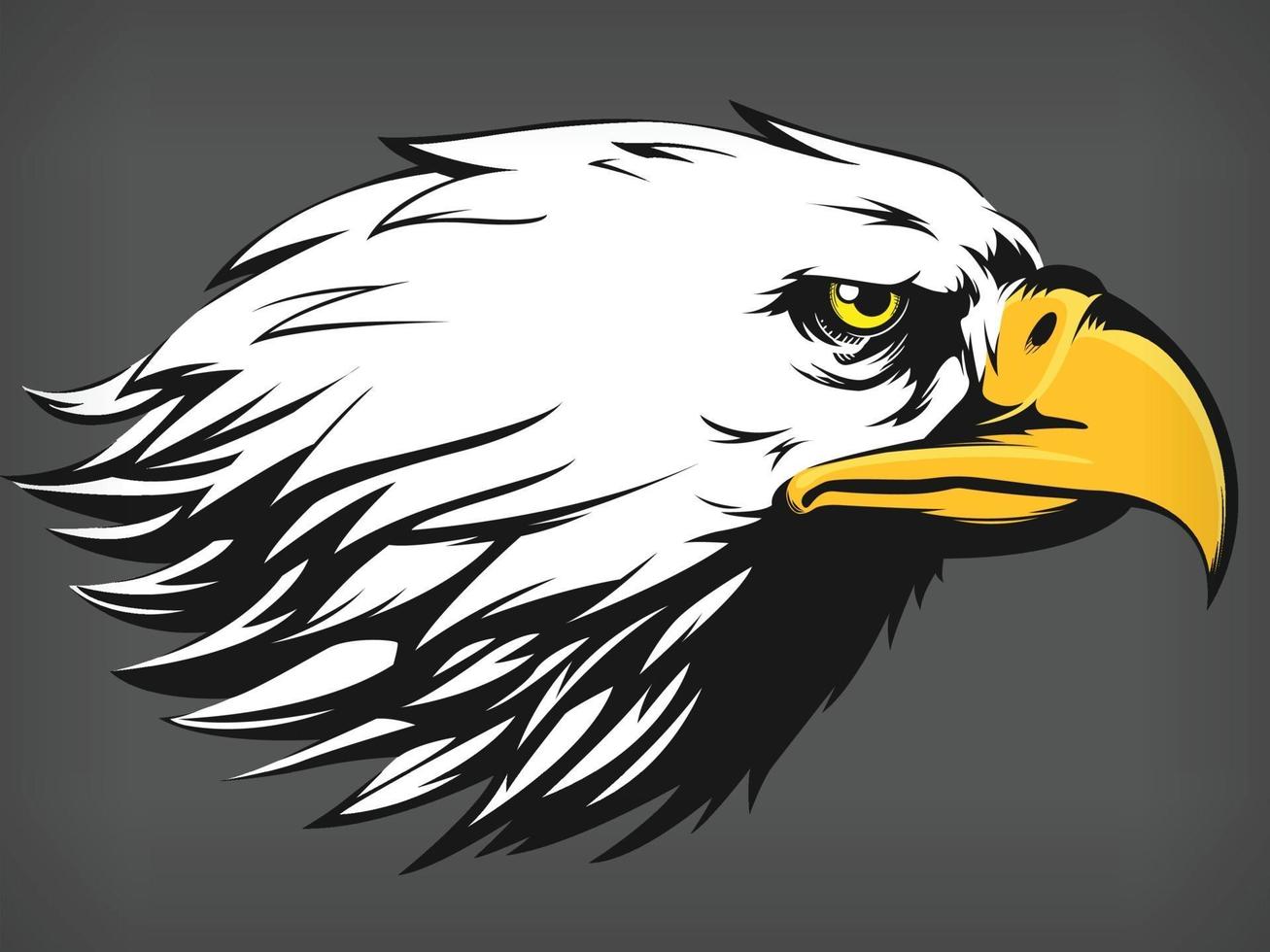 Eagle Falcon Hawk Head, Cartoon Side Profile View, Black Illustration vector