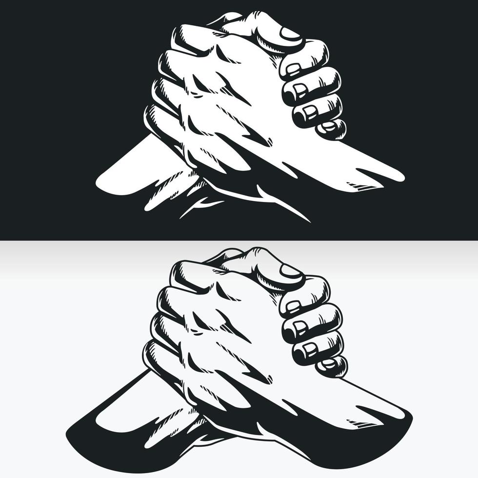 Silhouette of Urban Soul Handshake Stencil Drawing vector