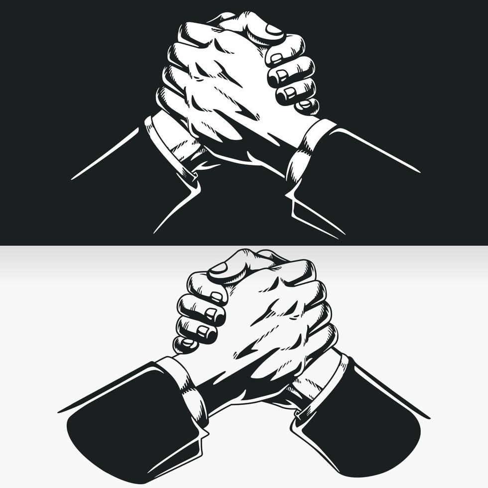 Silhouette of Teamwork Success Soul Hand Shake, Stencil Vector Drawing