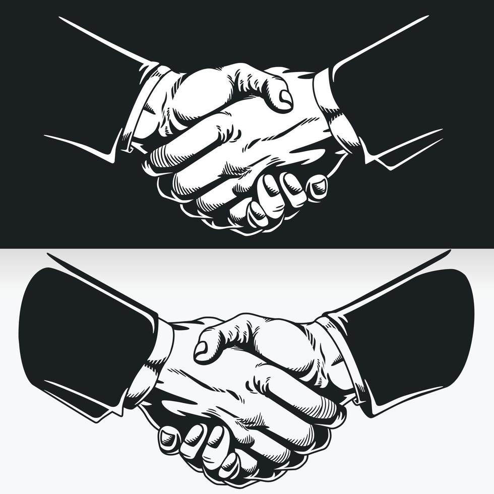 Silhouette of Handshake Business Agreement Contract Deal, Stencil Drawing vector