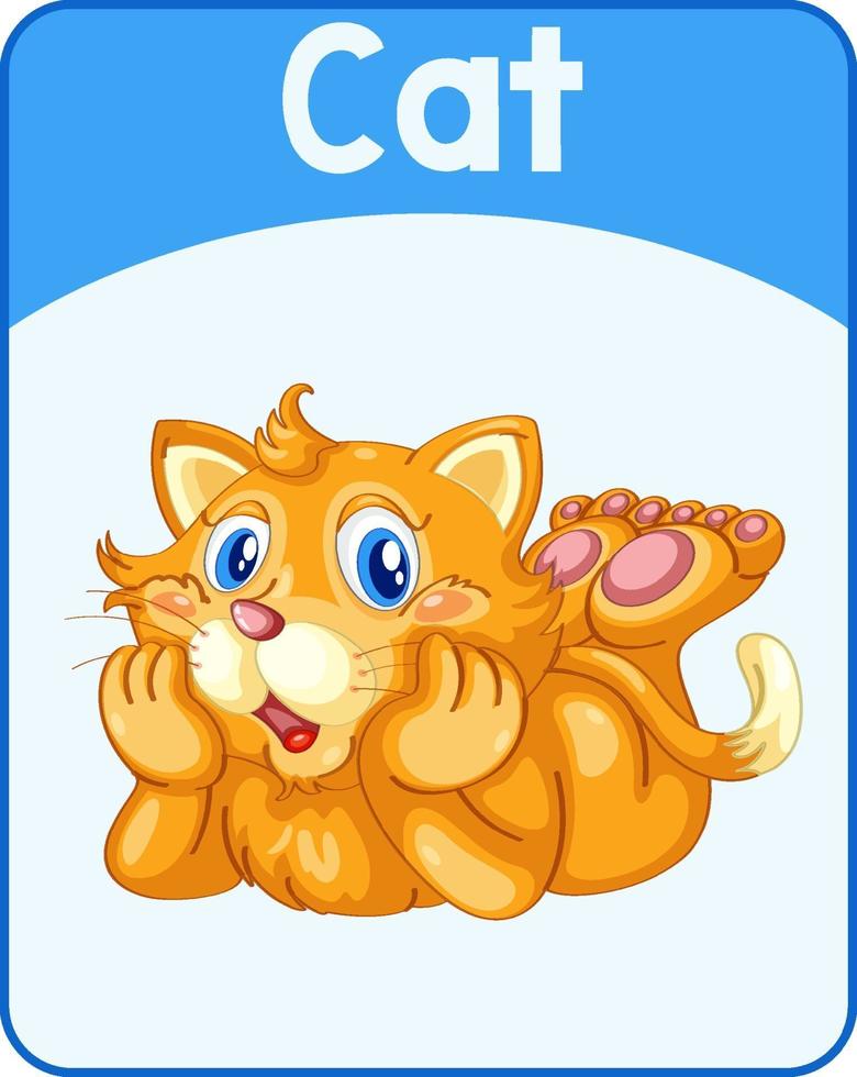 Educational English word card of cat vector