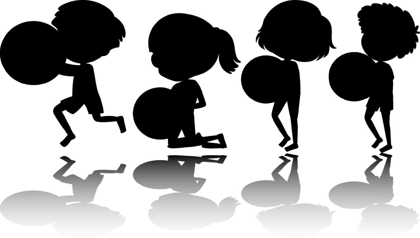 Set of kids silhouette with reflex vector