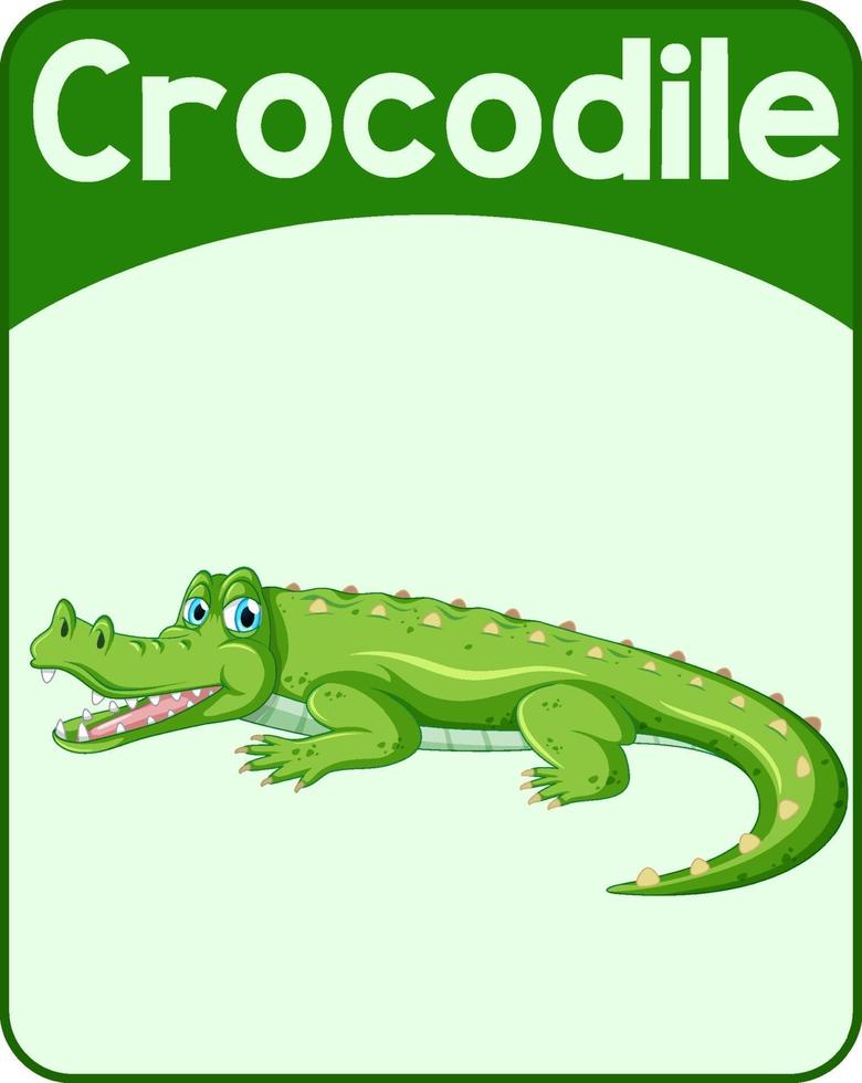 Educational English word card of crocodile vector