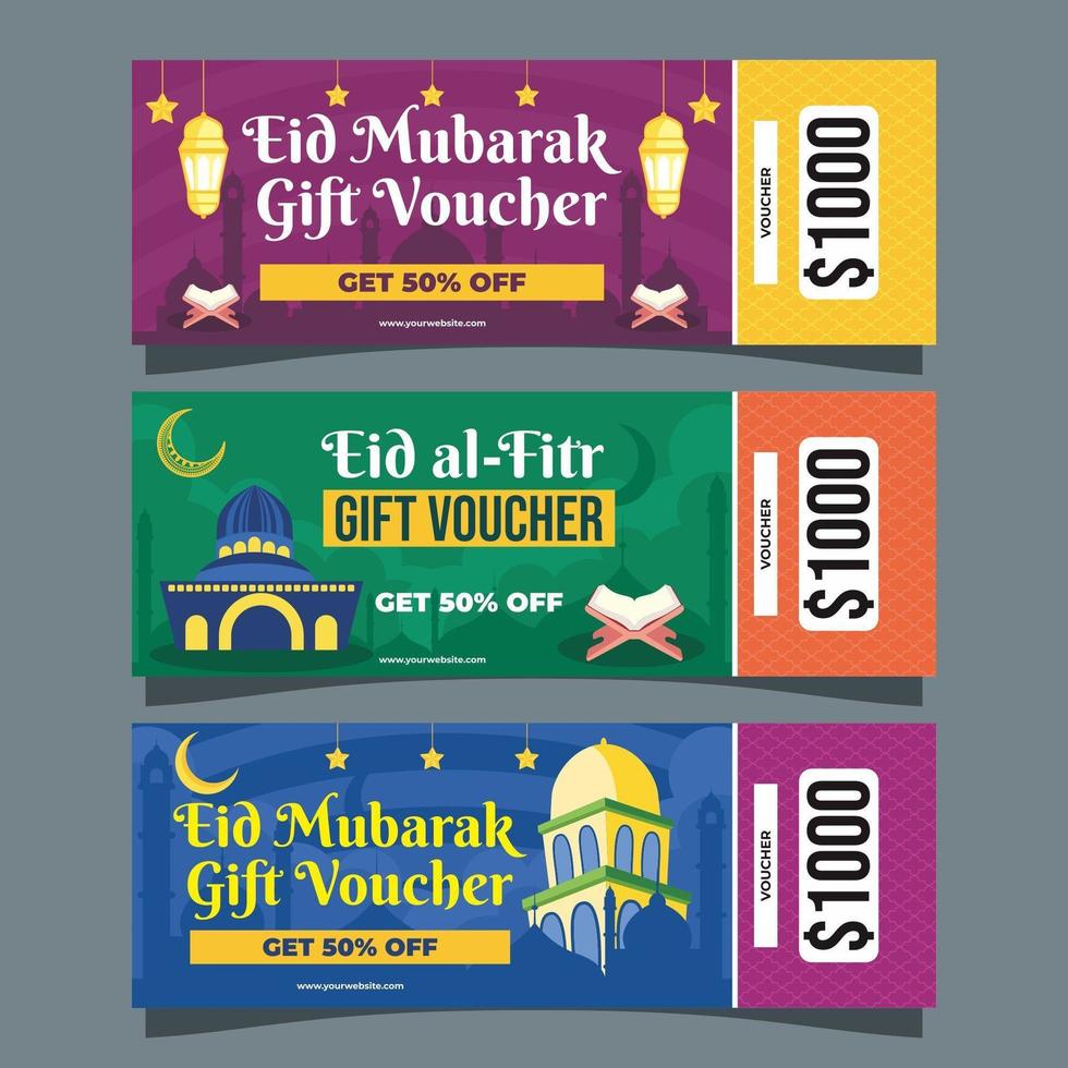 Eid Mubarak Voucher Set vector