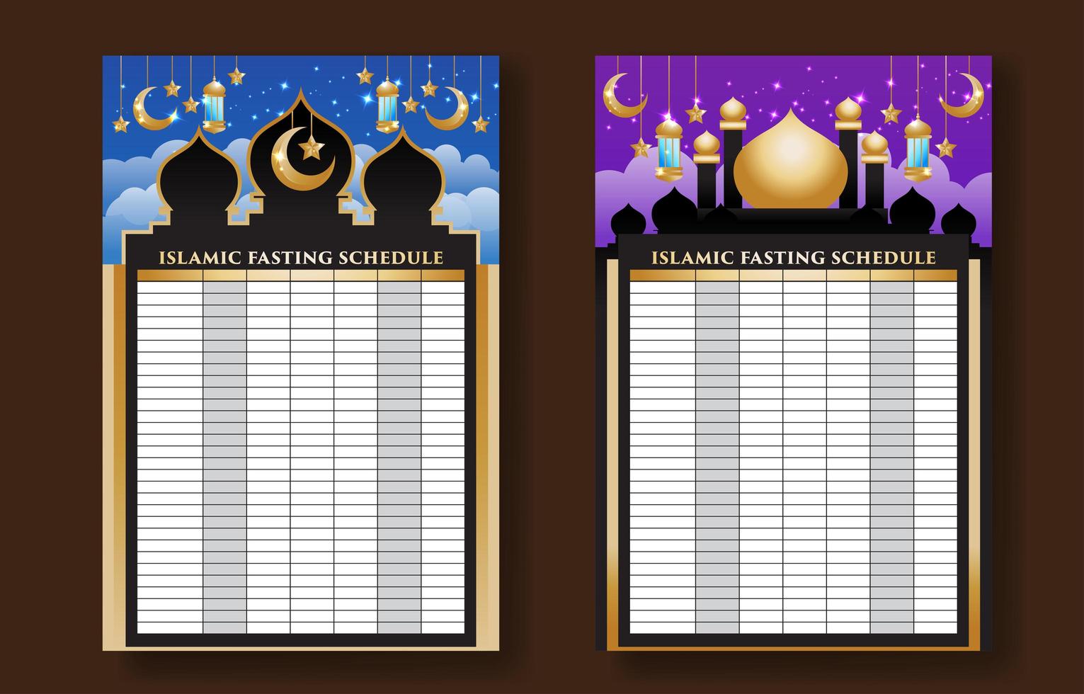 Islamic Fasting Schedule Template vector