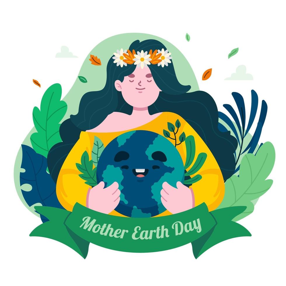 Cute Mother Earth Day Concept vector