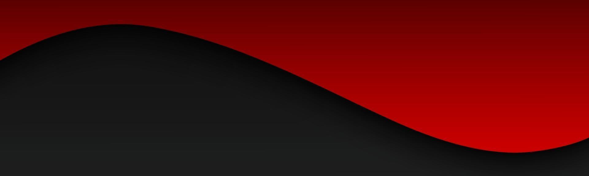 Banner abstracto de onda negra y roja. encabezado vectorial con espacio en blanco para el texto. Ilustración de vector de diseño corporativo moderno