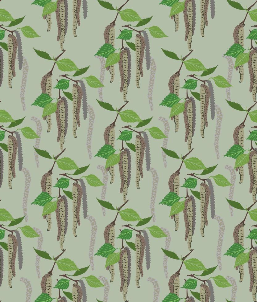 Floral abstract birch leaf seamless pattern vector
