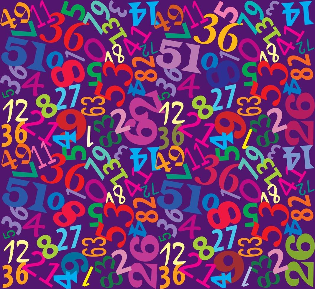 Numbers seamless multicolor background vector