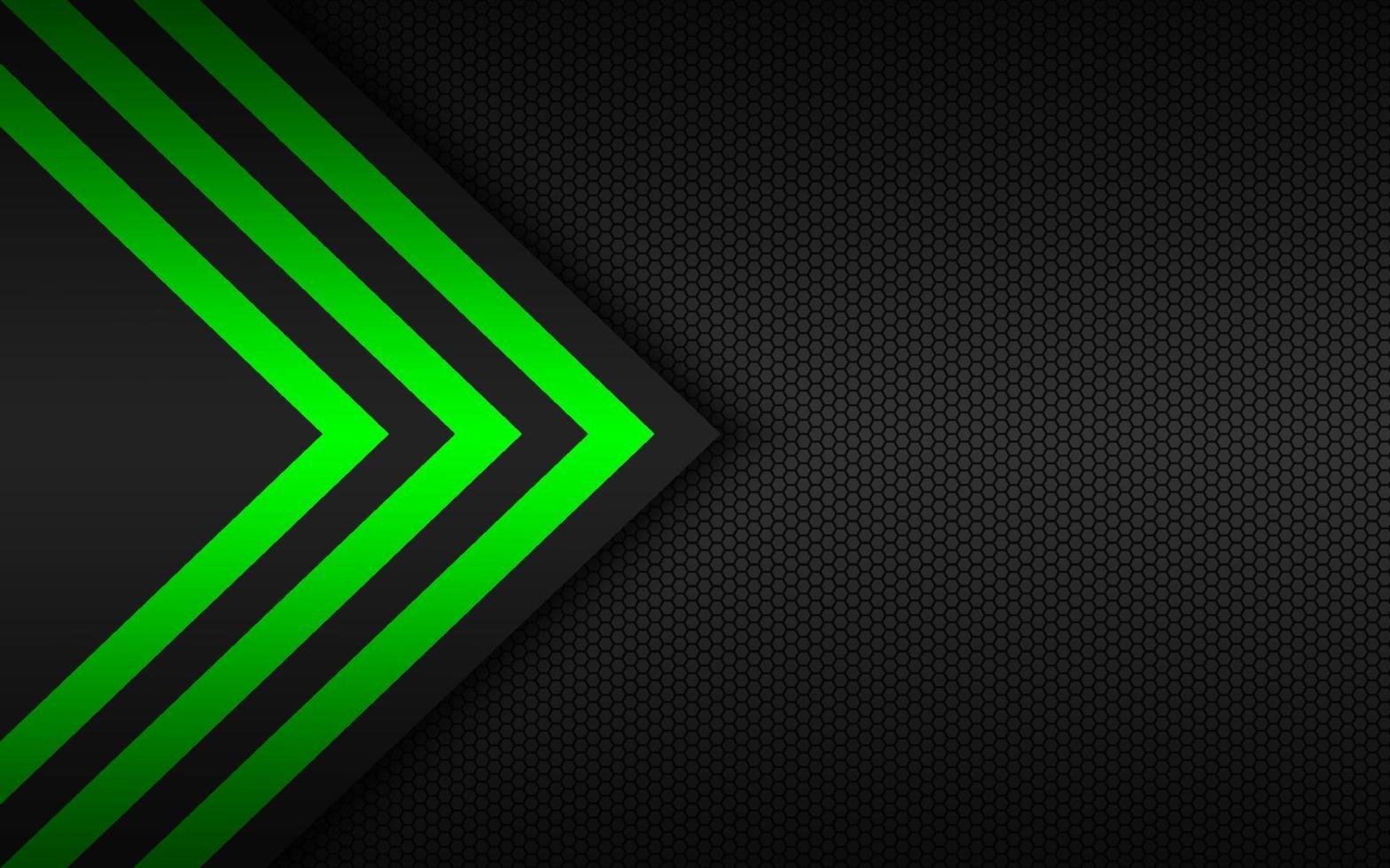 Modern technology background with green arrows and polygonal grid. Abstract widescreen background vector