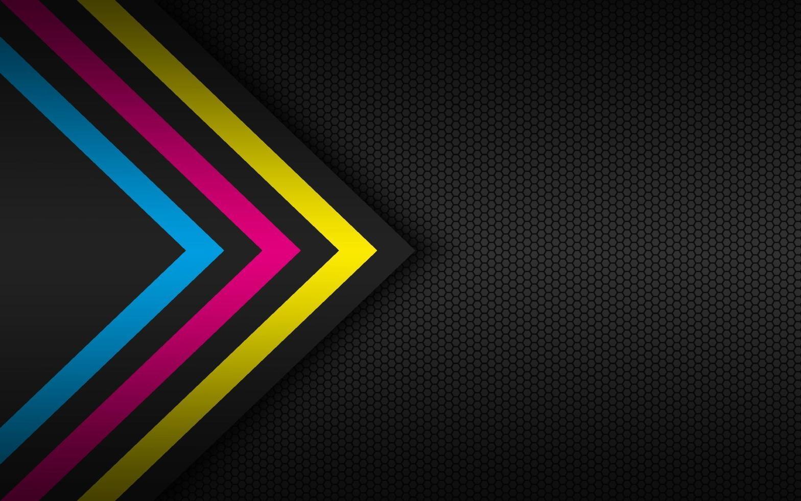 Modern technology background with cmyk arrows and polygonal grid. Abstract widescreen background vector