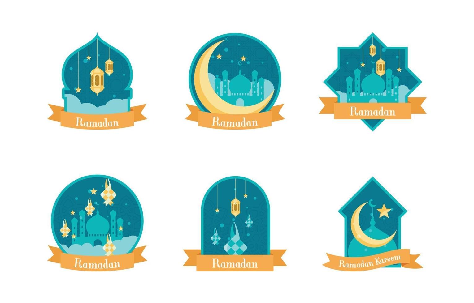 Islamic Tradition Ramadan Badges vector