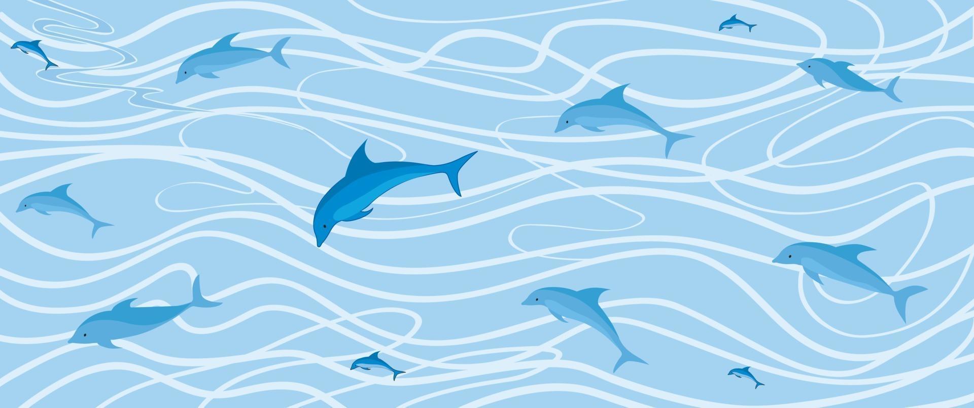 fondo de vida marina submarina de delfines vector