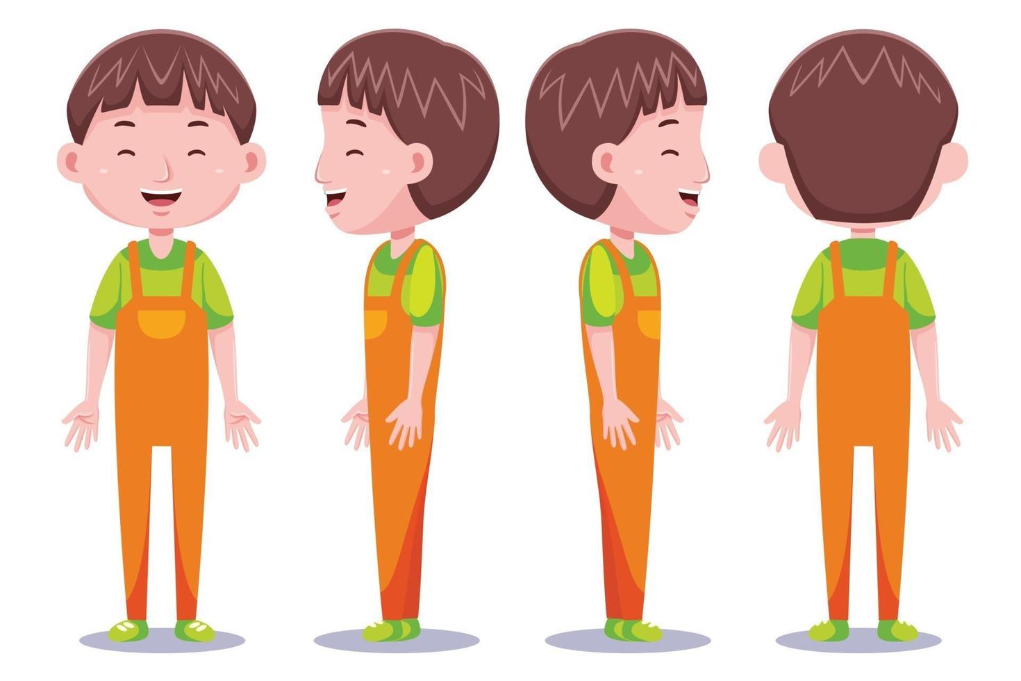 Cute boys character in different poses vector