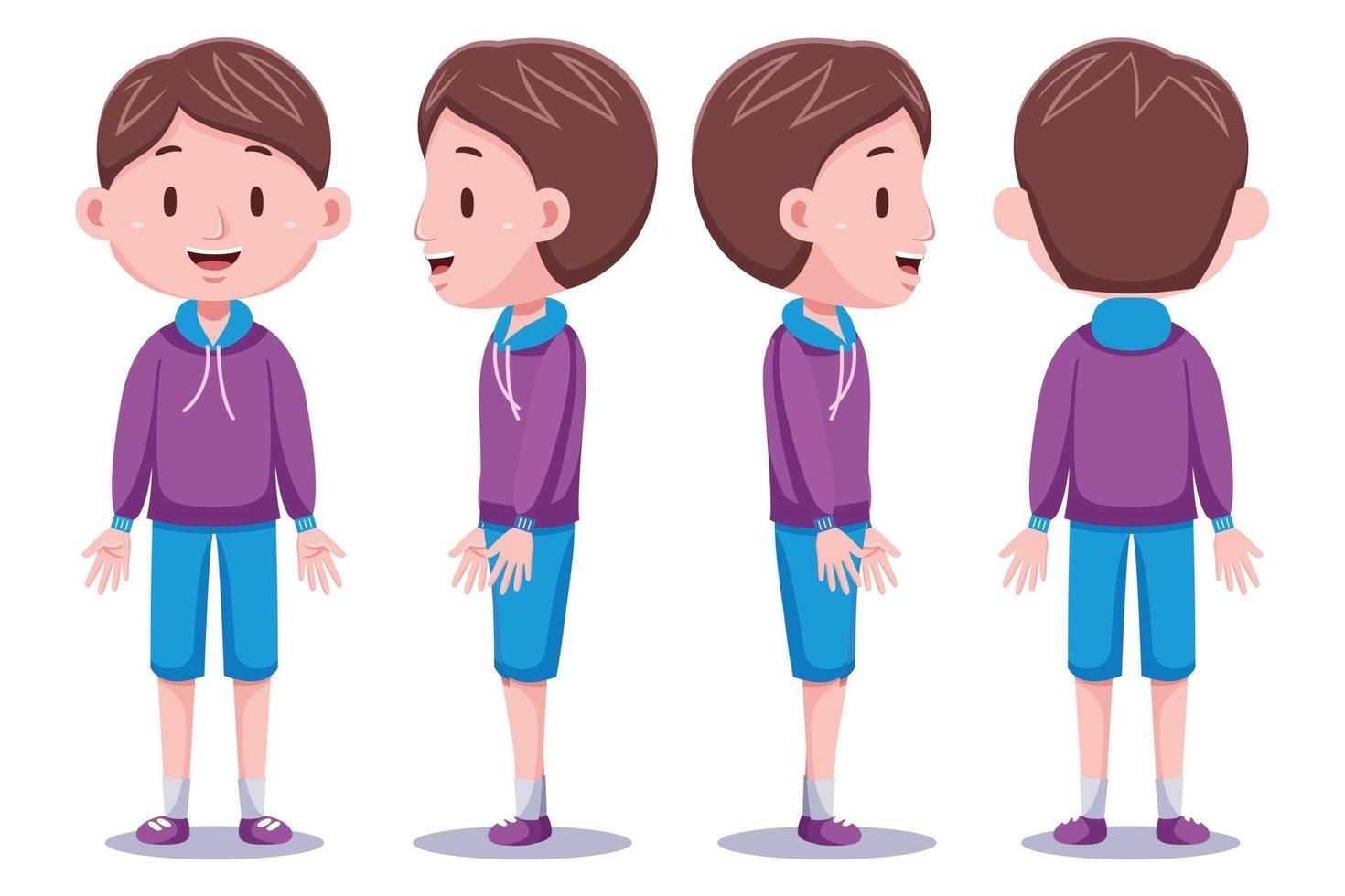 Cute boys character in different poses vector