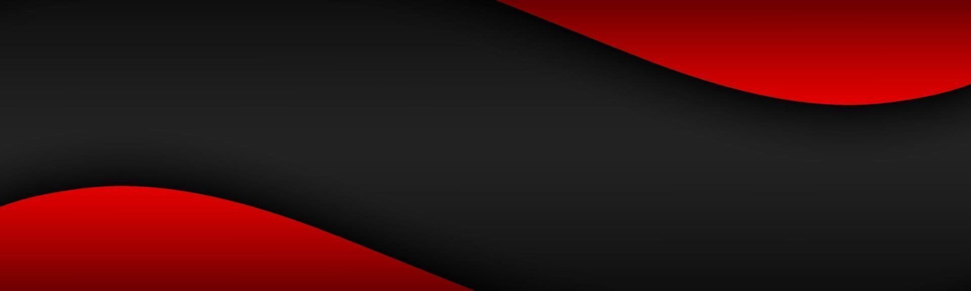 Abstract black and red wave banner. Vector header with blank space for your text. Modern corporate design vector illustration