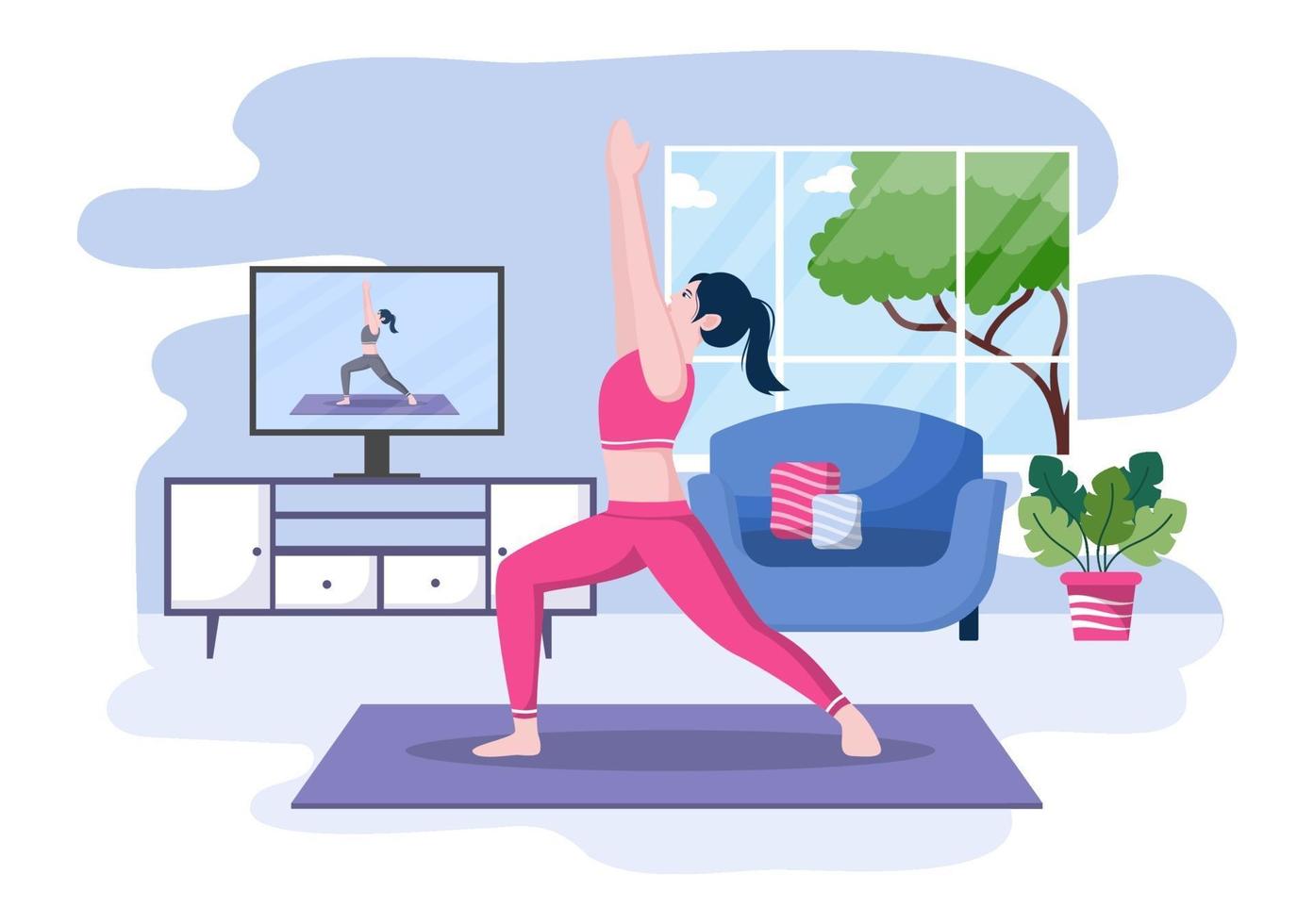 Online Lessons, Yoga and Meditation Classes Concept vector