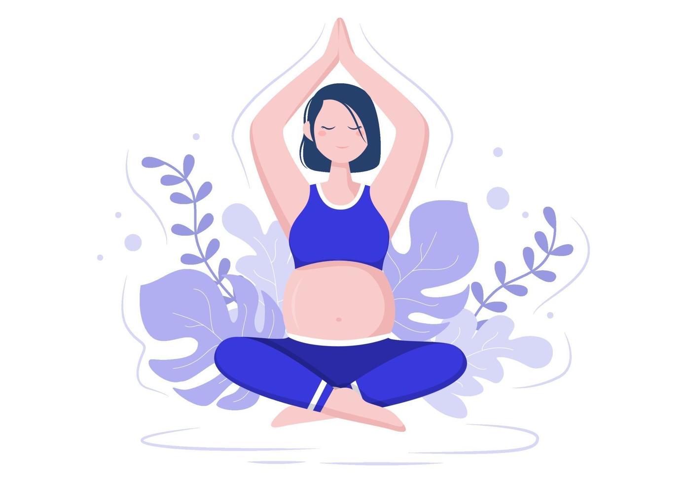 Pregnant Woman Doing Yoga Poses vector