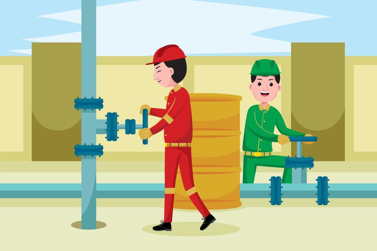 Oil Miner profession in flat design style. vector