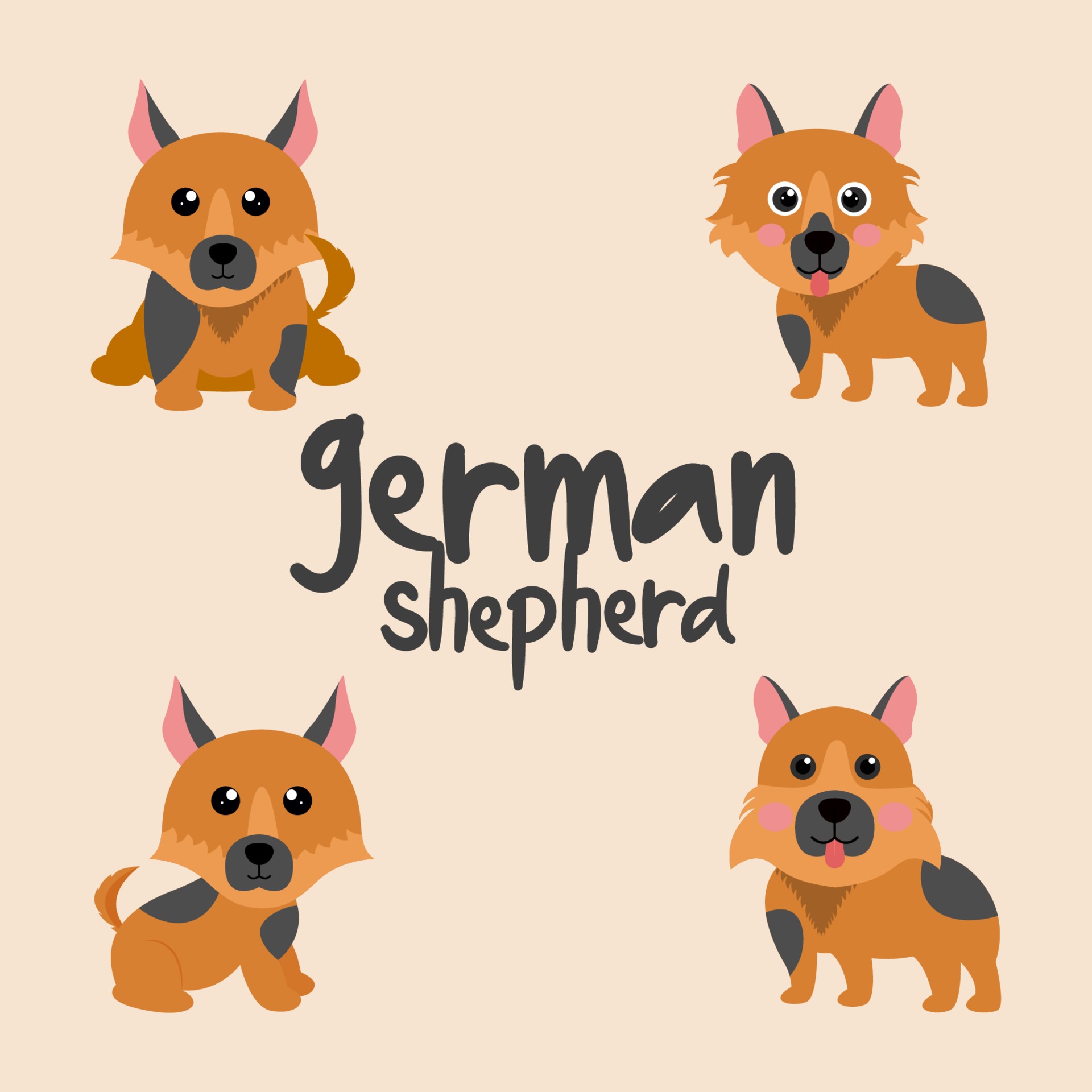 Cute German Shepherd Dog set 2211889 Vector Art at Vecteezy