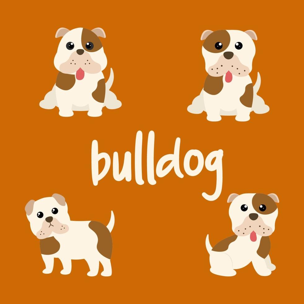 Cute Bulldog Dog Set vector