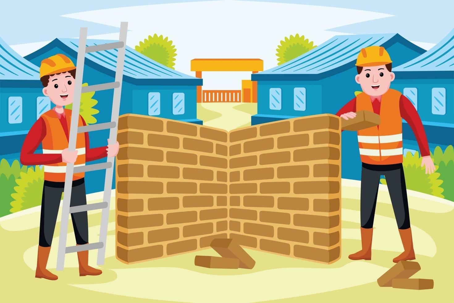 Builders profession in flat design style. vector