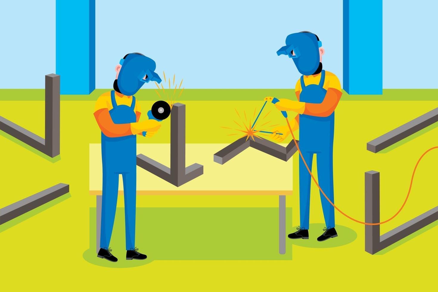 Welder profession in flat design style. vector