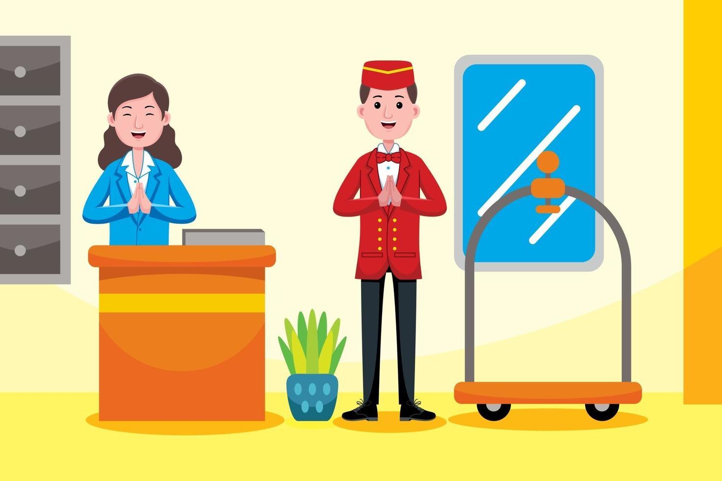 Hotel receptionist profession in flat design style. vector