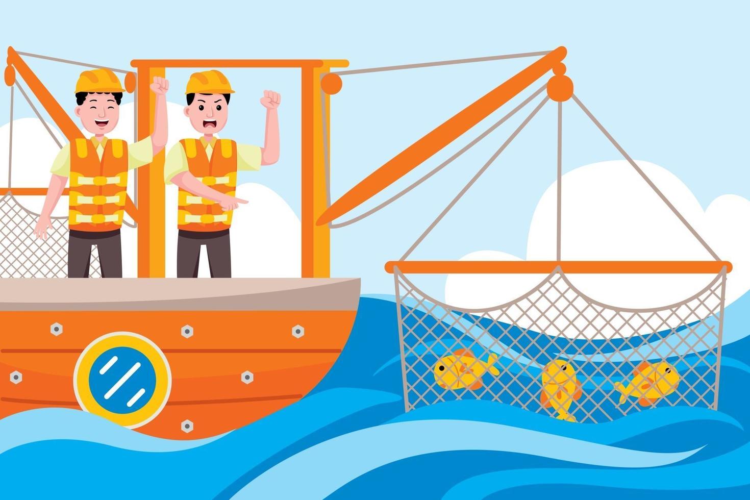 Fisherman profession in flat design style vector