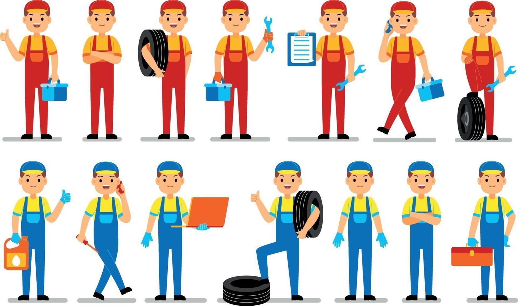 Mechanic Profession Character Set vector