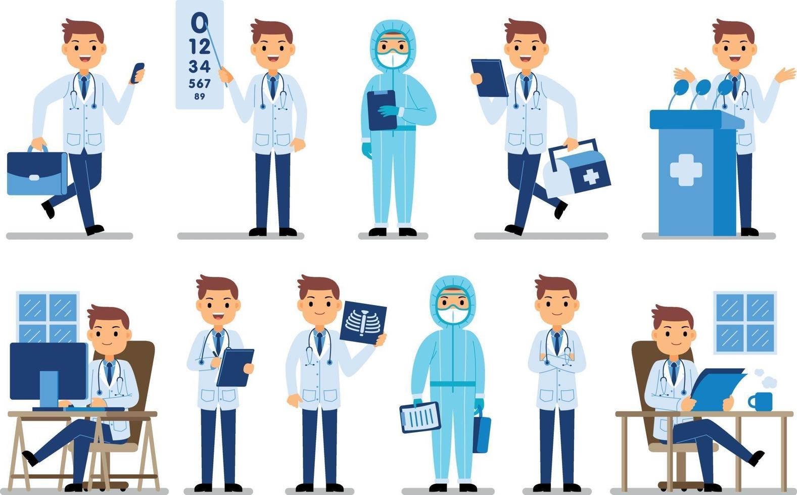 Doctor Profession Character Set vector