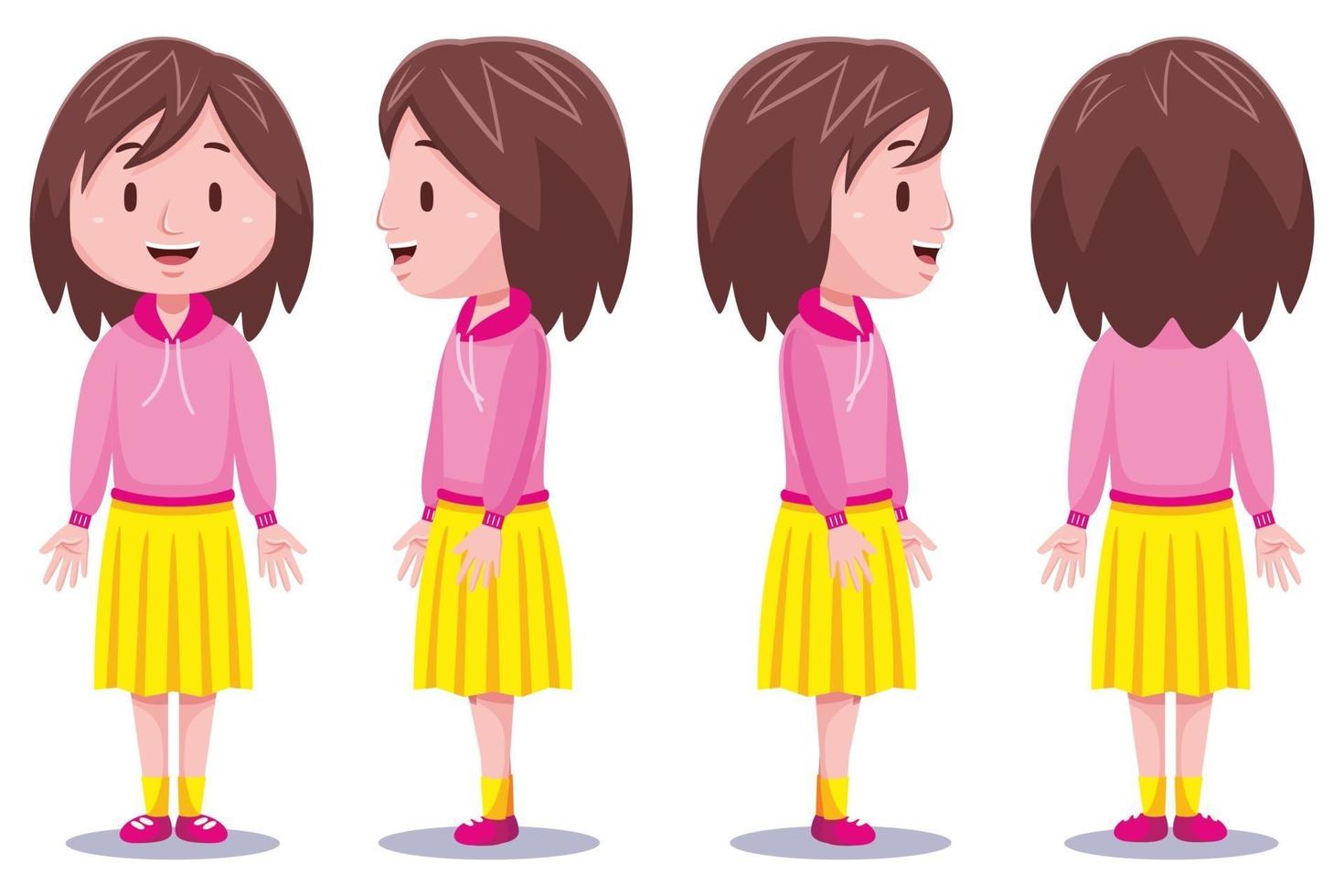 Cute girl character in different poses 3 vector