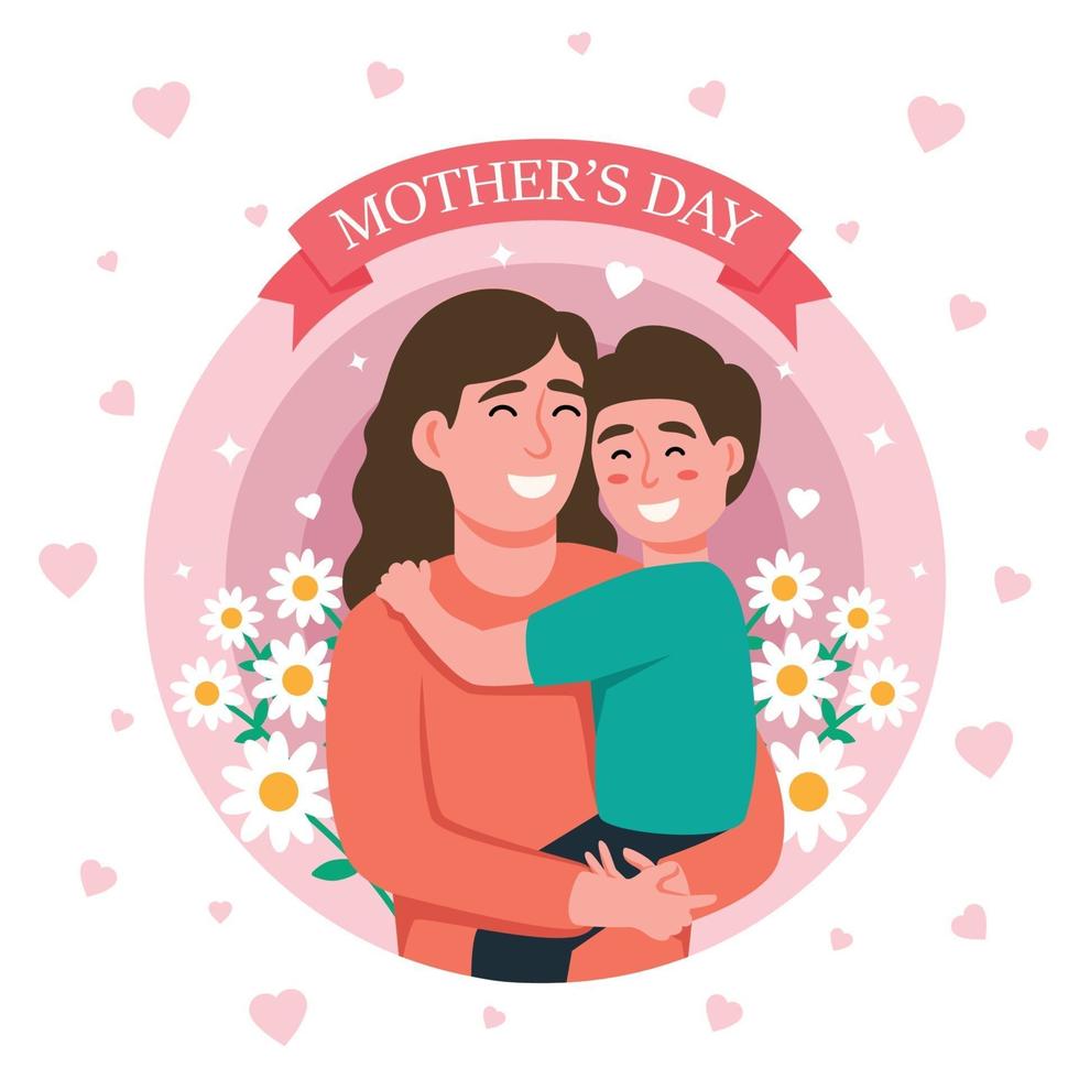 Mother Carrying Kid On Mother's Day vector