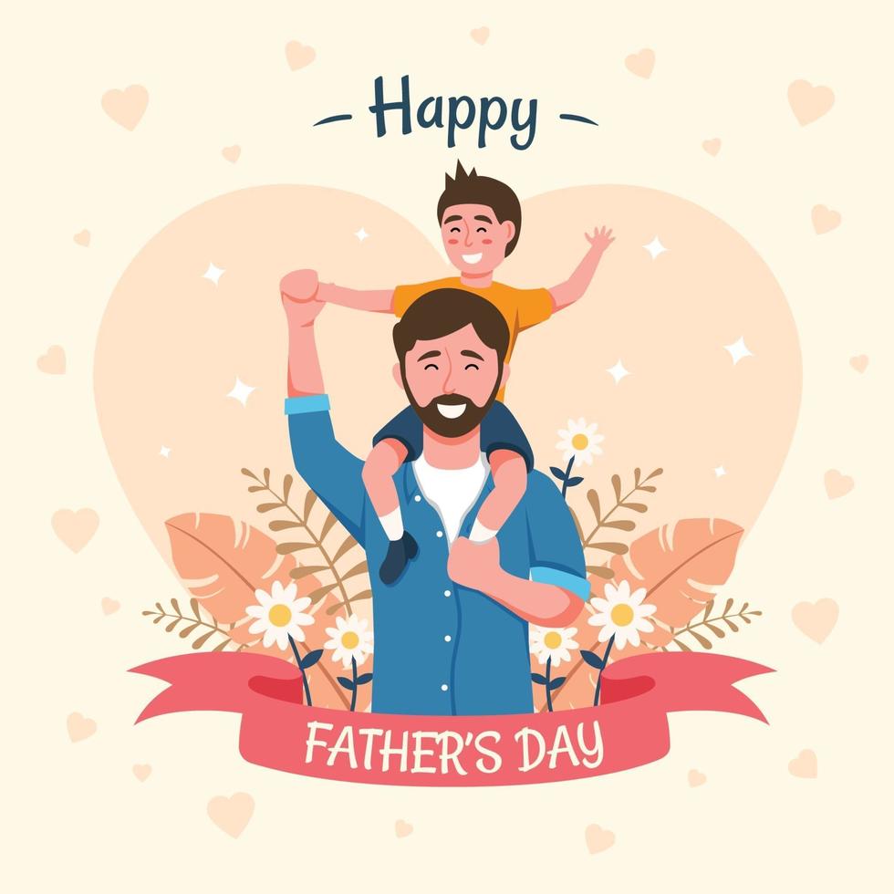 Father Carrying Kids in Father's Day vector