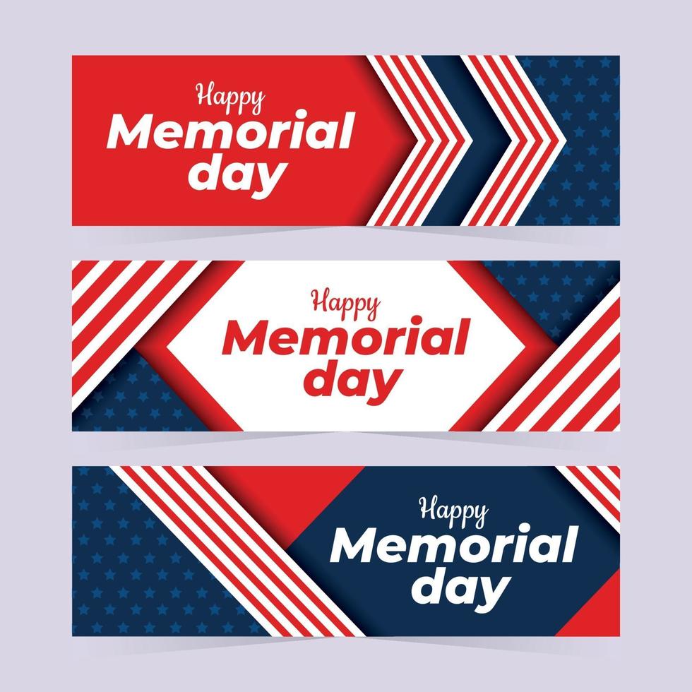 Memorial day USA banners vector