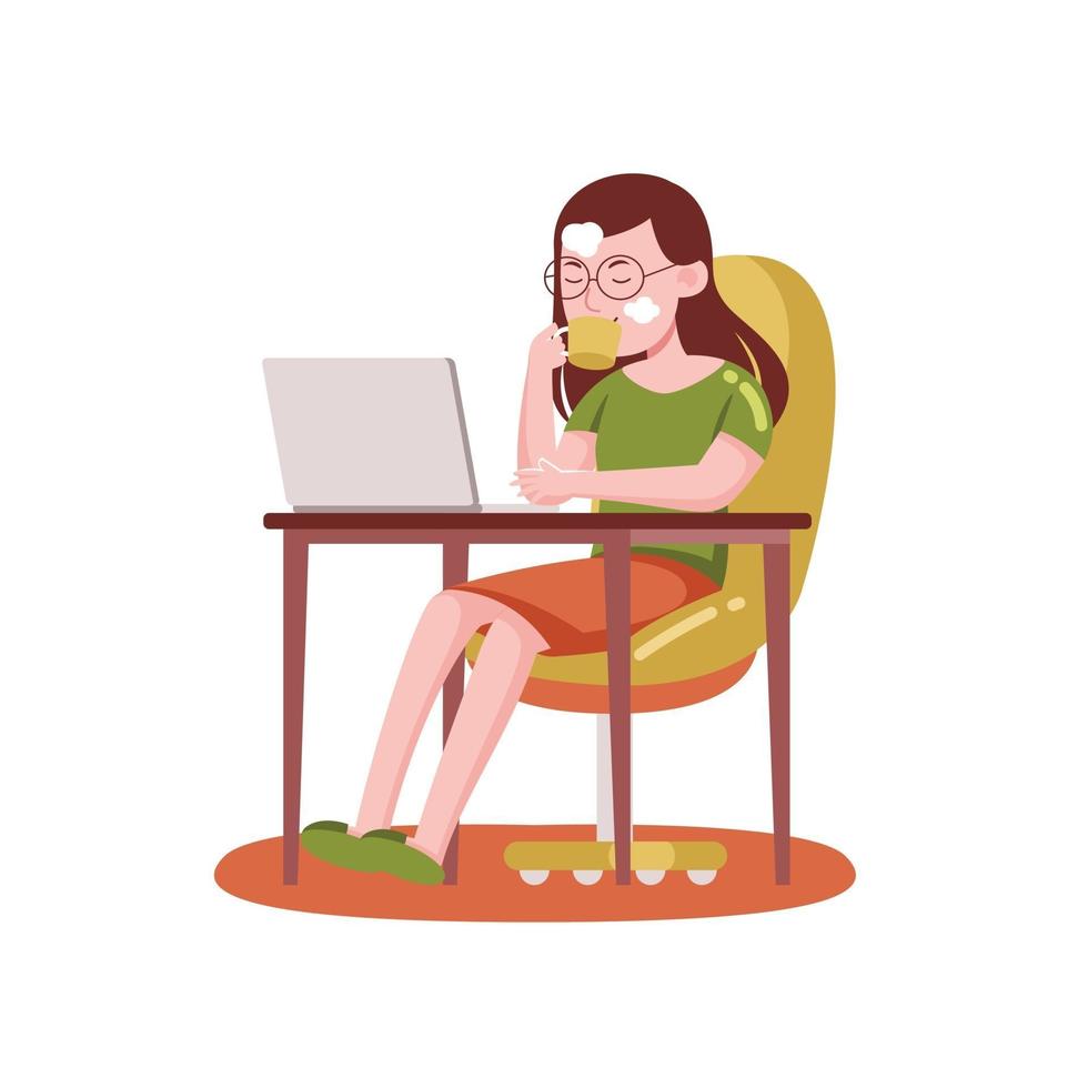 Woman - Work From Home - 3 vector