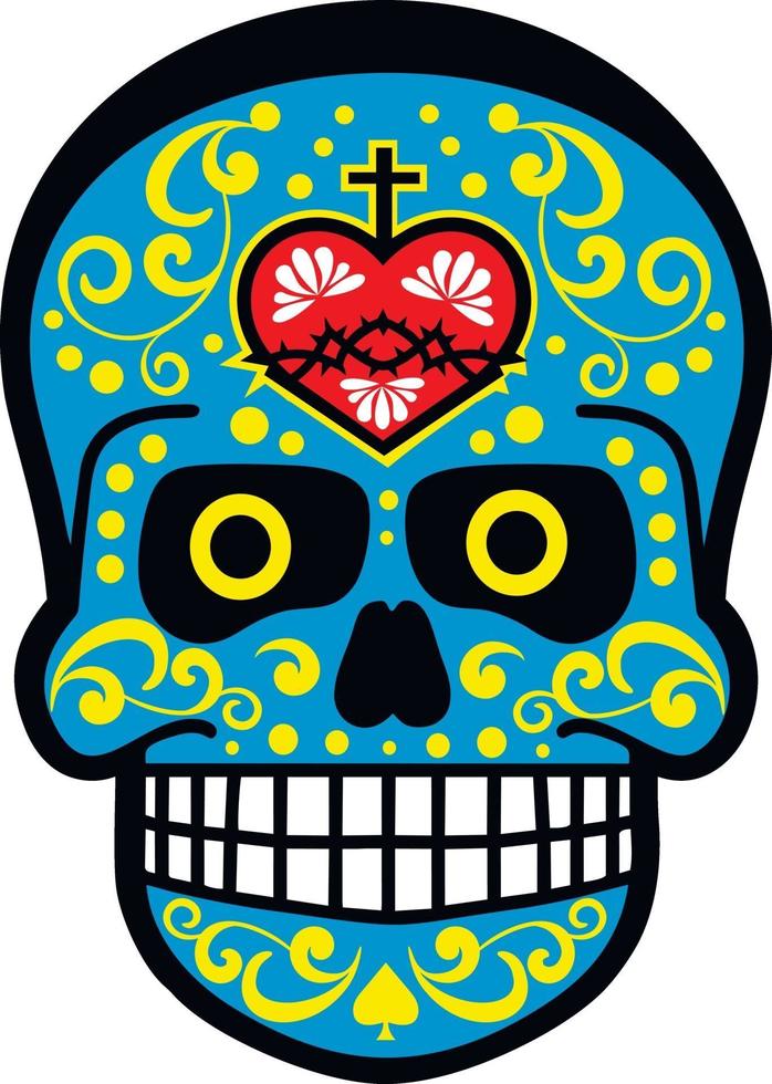 calavera y paisley, diseño vintage vector