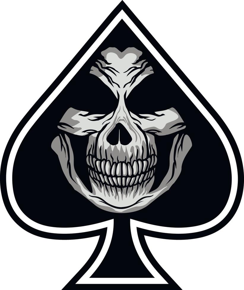 ace of spades with skull, grunge vintage design vector