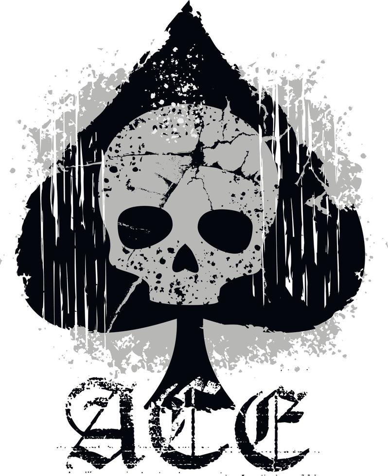 as de espadas con calavera, diseño vintage grunge vector